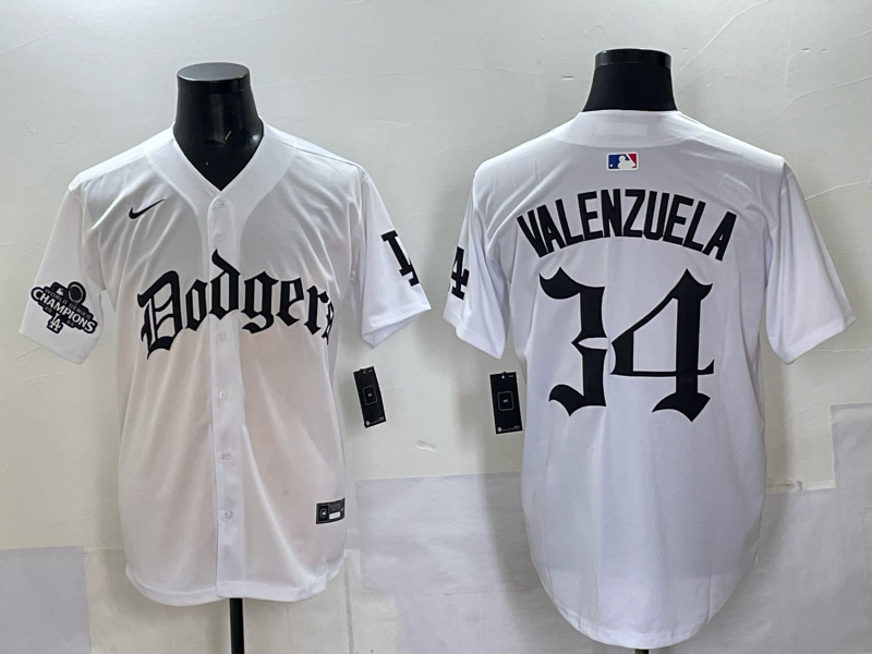 Men Los Angeles Dodgers  #34 Valenzuela white Nike 2025 MLB jersey 006
